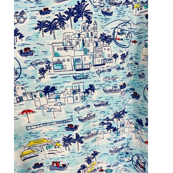 Talbots The Weekend Chino Pant in Aqua Blue w/ Tropical Scenic Print Size 12 - Picture 11 of 15